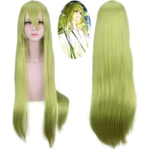 Fate Grand Order Cosplay Enkidu Wig Green 100cm Long Straight Wigs for Costume Party Wig