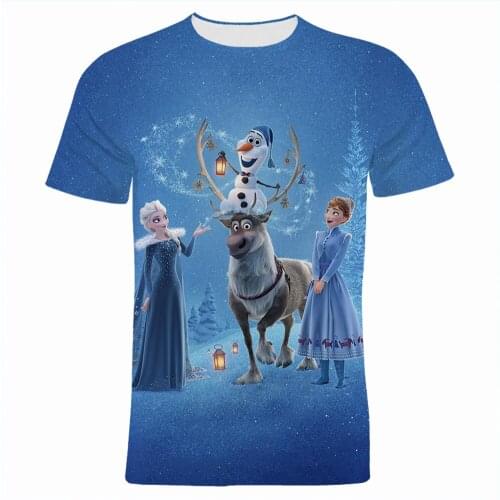 Frozen t shirt Women Short sleeve shirts 3D Print New Cool Boy Girl Kids Oversized t-shirts Summer Harajhuku Mens clothing