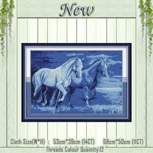 Walking together diy horse animal painting counted print on the canvas DMC 11CT 14CT kits Cross Stitch embroidery needlework Set