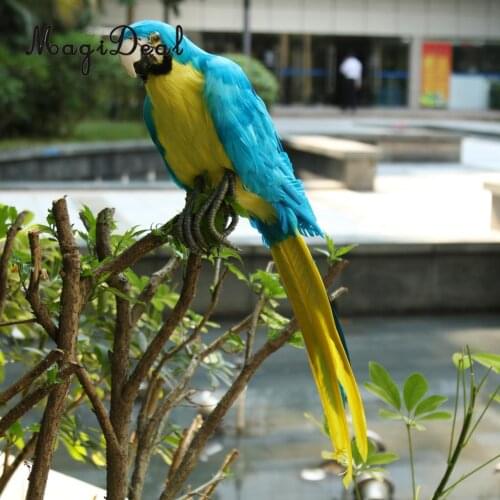 Artificial Feather Blue Birds Parrot Craft Taxidermy Home Art Decor Ornament