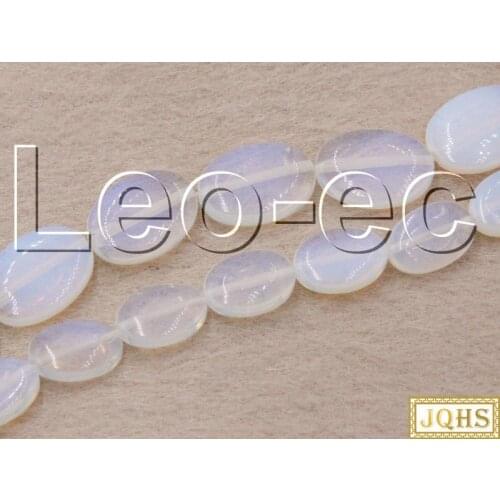 JOHNS 10X14mm coin oval white opal moonstone Stone Beads Strand ForJewelry Making 15" V1235