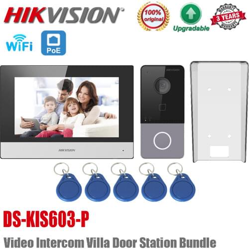 Hikvision DS-KIS603-P IP Video Intercom Kit DS-KV6113-WPE1 + DS-KH6320-WTE1 Standard POE Doorbell Door Station WIFI Monitor