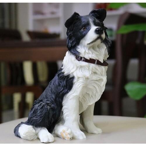 CREATIVE BORDER COLLIE SIMULATION DOG MODEL SITTING POSTURE SIMPLE MODERN DECORATIONS CRAFTS FIGURINES MINIATURES SCULPTURE GIFT