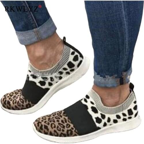 Hot Sale Vulcanized Shoes Women Mesh Breathable Platform Sneakers Ladies Flats Soft Casual Walking Sock Shoes Female Plus Size