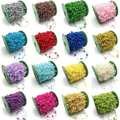 5Yards 3+8mm Fishing Line Artificial Pearls Flower Beads Chain Garland Flowers Wedding Party Decoration Diy Accessories