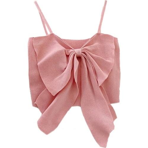 2021 Summer Sexy Women Camis Sling Thin Sleeveless Corset Top Bowknot Women Vest Tank Crop Top Streetwear Sweat Mini Cute Camis