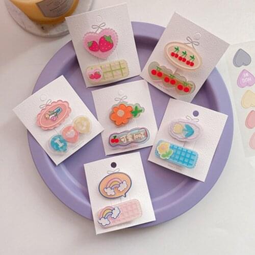 Ins Sweet And Cute Girl Heart Acrylic Small Side Clip Hairpin Fresh Fruit Childrens Hairpin Headdress Hair Accessories