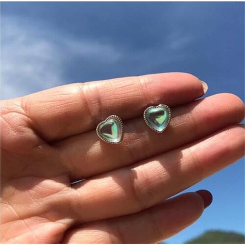 925 Sterling Silver Piercing Moonstone Heart Stud Earring For Women Earrings Jewelry pendientes 2020 Oorbellen eh1129