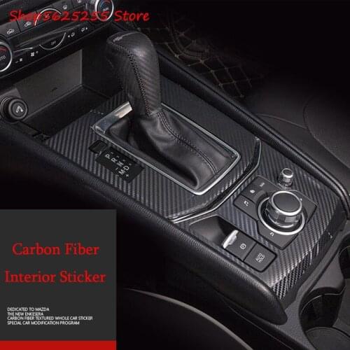 Carbon Fiber Sticker For Mazda CX-5 CX5 2017 2018 2019 2020 2021 Gear Shift Frame Panel Decoration Cover Interior Modification