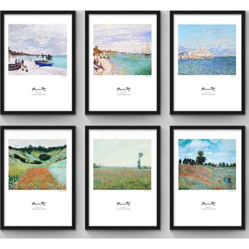 Nordic Modern Minimalist Living Room Decorative Painting No Frame Beach Abstract Paintings Claude Monet Painted Wall Art Picture