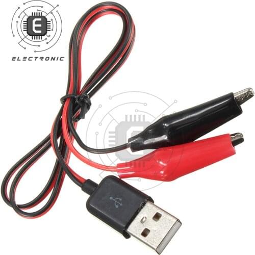 Original Alligator Test Clamp Male Connector To USB Power Adapter Cable 60 CM Red and Black