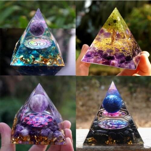 60mm Pyramid Handmade Tree Of Life Orgone Peridot With Tiger Eye Crystal Home Decor Orgone Accumulator Energy Chakra