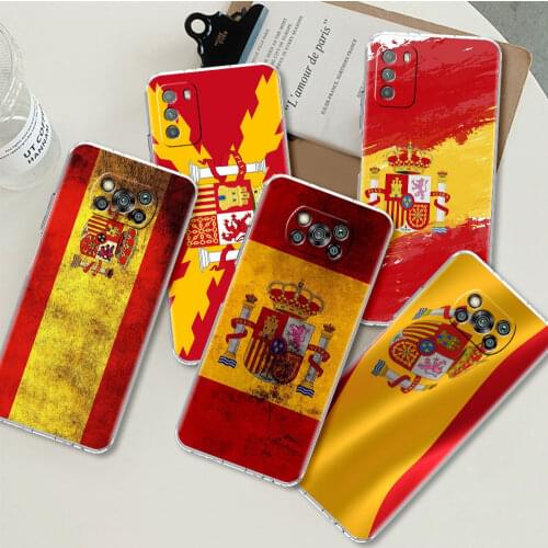 Clear Case For Xiaomi Mi Poco X3 NFC M3 Pro F3 GT F2 X2 F1 11 10T Note 10 For Redmi K40 Soft Phone Cover Spain Spanish Flag Capa