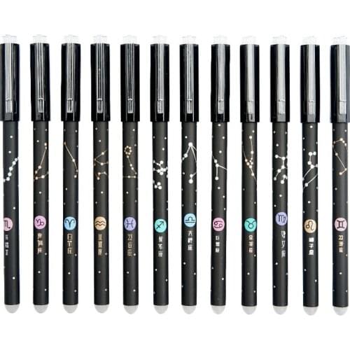 12 Constellation Erasable Gel Pens Suitable for school office writing tools 0.5 mm black blue ink stationery gifts