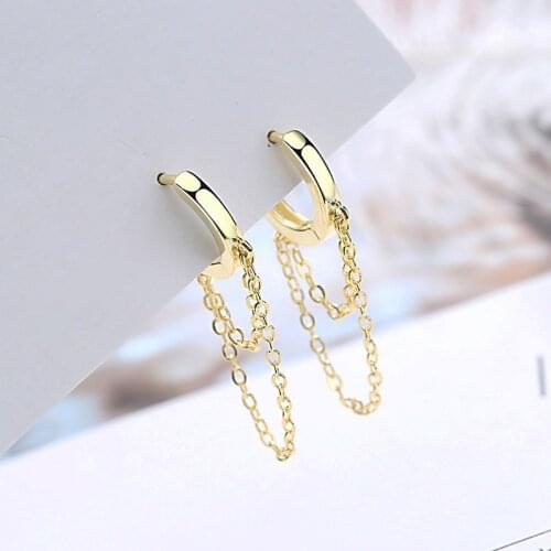 Womens Fashion Simple Earring Hoops Smooth Golden/White Huggies Earrings Chain Tassel Bohemia Ear Jewelry For Lady Girls