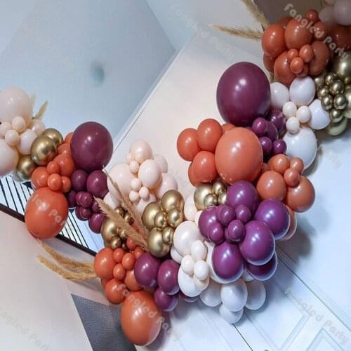 160pcs Doubled Cream Peach Balloon Garland Burgundy Arch Kit Chrome Gold Coral Ballon Thanksgiving Day Wedding Baby Shower Decor