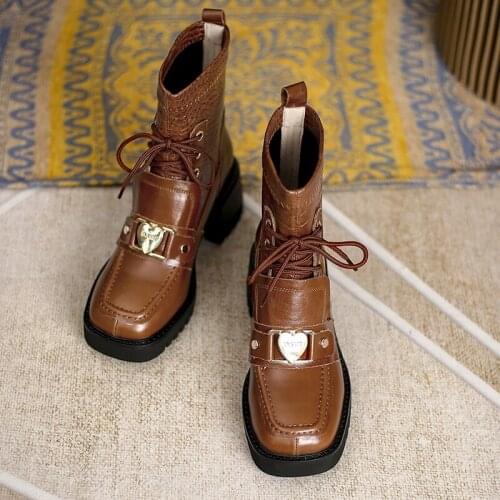 SKLFGXZY 2021 Autumn Winter Genuine Leather Women Motorcycle Boots New Boots High Heel Black Shoes Woman Casual Chelsea Boots