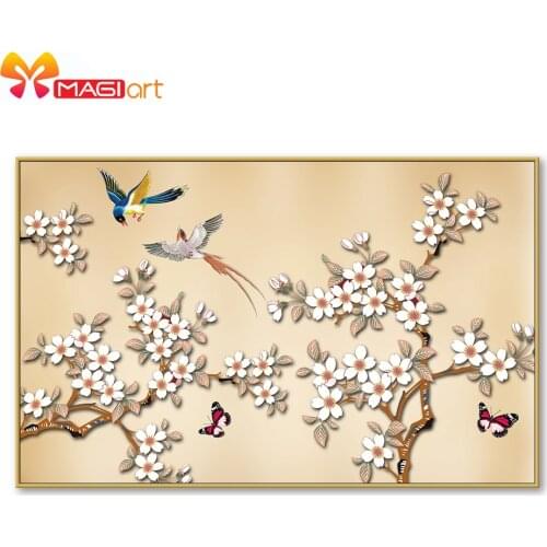 Cross stitch kits Embroidery needlework sets 11CT water soluble canvas patterns 14CT Animal style Peach Blossom Fairy -NCMA108