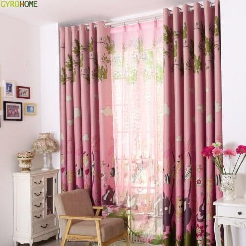 Cartoon Animal Printed Curtain for Children Bedroom Living Room Balcony