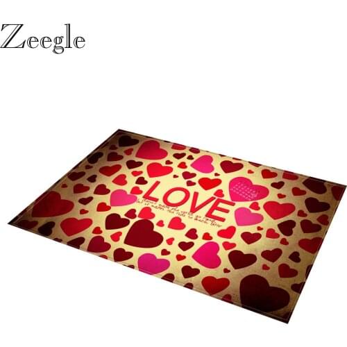 Zeegle Love Printed Floor Mat Doormat Anti-slip Living Room Carpet Hallway Rug Outdoor Carpet Washable Bathroom Rug Foot Mat