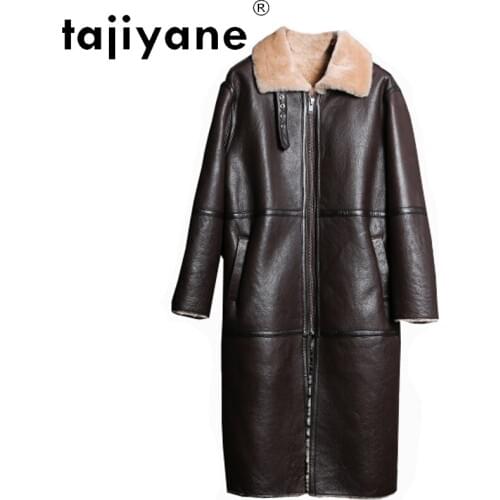 Tajiyane Womens Jacket Made of Genuine Leather Woman Real Wool Fur Coat Female Natural Sheep Shearing Jackets Femme Veste TN317