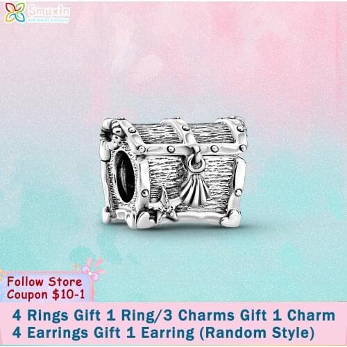 Smuxin 925 Sterling Silver Charm Chest of Treasure Charm fit Original Pandora Bracelets for Women Jewelry Making Girl DIY Charms