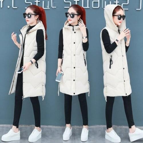 2021 Women Vest Cotton Waistcoat Plus Size 3XL Long Section New Slim Padded Coat Student Cloghing
