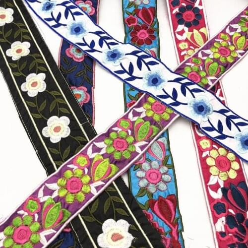 1 Yards Flower Embroidery Polyester Ribbon Clothing Fabric Handmade DIY Garment Sewing Clothing Accessories Applique