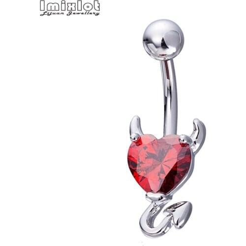 1PC Glitter Crystal Zircon Love Heart Dangle Navel Belly Button Ring Body Piercing Jewelry Navel Rings Piercing Ombligo Pircing