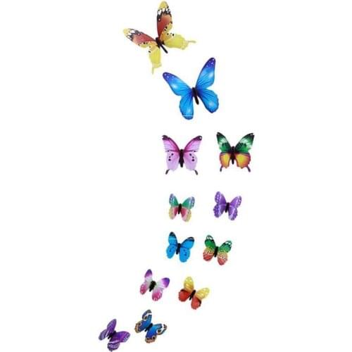 12pcs Luminous Butterfly Design Decal Art Wall Stickers Room Butterflies Home Decor DIY Stickers 3D Fridge Wallpaper Decoration