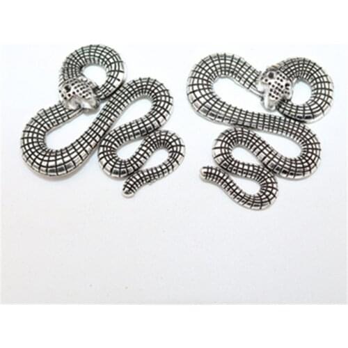 5pcs Antique Silver Color Giant Anaconda Charm Alloy Connector Vintage Bracelet Anklet DIY Metal Jewelry Findings 35*34mm A1790