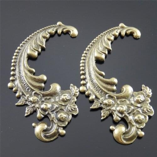 10PCS/PACK Antique Bronze Vintage Alloy Flower Swirl Charms Necklace Pendant Jewelry Finding Wings Handmade 63*40*2mm AU30666
