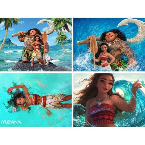 New 5D DIY Diamond Mosaic Painting Embroidery Craft Disney Moana Cartoon Ocean Fairy Princess Cross Stitch Kit Home Decoration