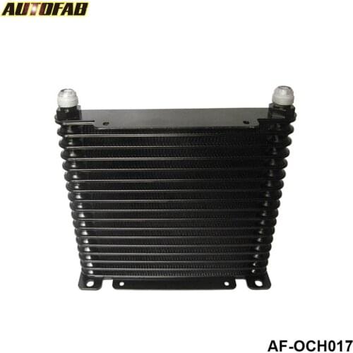 AUTOFAB - NEW DESIGN UNIVERSAL AN10 17 ROW 32MM ALLOY RACE DRAG DRIFT BLACK OIL COOLER AF-OCH017