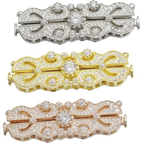 Beadsnice 925 Sterling Silver Necklace Clasp Making CZ Pave Jewelry Multi Strand Necklace Clasp