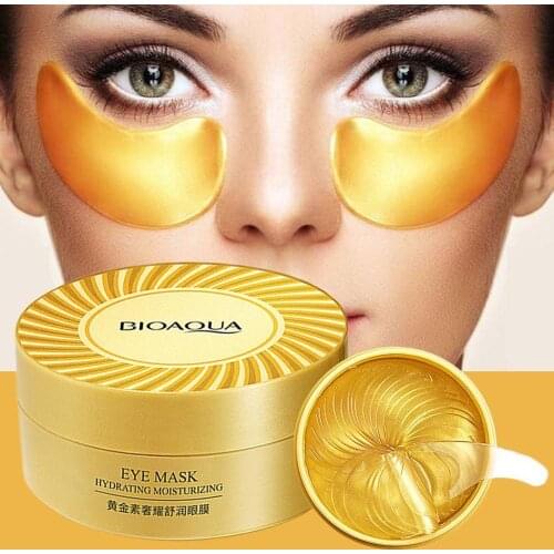 BIOAQUA 60pcs Gold Collagen Eye Mask Anti Wrinkle Sleep Crystal Eye Patch Moisturizing Dark Circles Remover Eye Mask Eye Care
