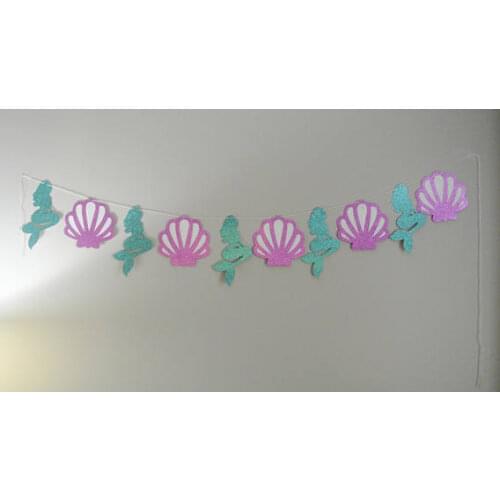 Glitter mermaid nautical wedding banners under the sea birthday buntings kids nursery room party decorations garlands