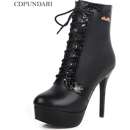 CDPUNDARI High heel Ankle boots for women Platform boots Ladies winter shoes woman chaussure femme