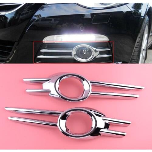 CITALL 2pcs Front Bumper Fog Light Lamp Grille Cover Trim Fit For Volkswagen Passat CC 2009 2010 2011