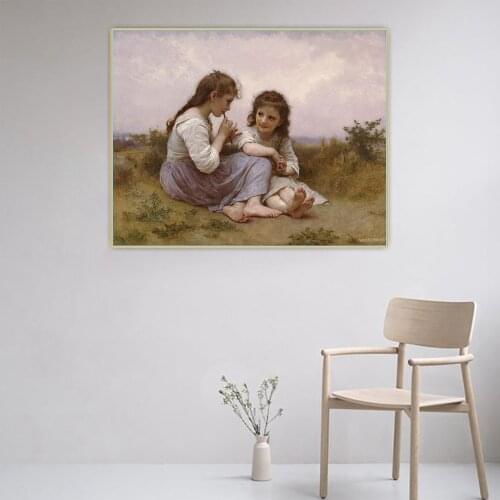 Citon William Adolphe Bouguereau《A Childhood Idyll》Canvas Art Oil Painting Artwork Picture Wall Decor Home interior Decoration