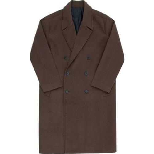 Mens Winter Woolen Coat Korean Style Trendy Warm Windbreaker Jacket Student Japanese Woolen Cloth Male Trend 2021