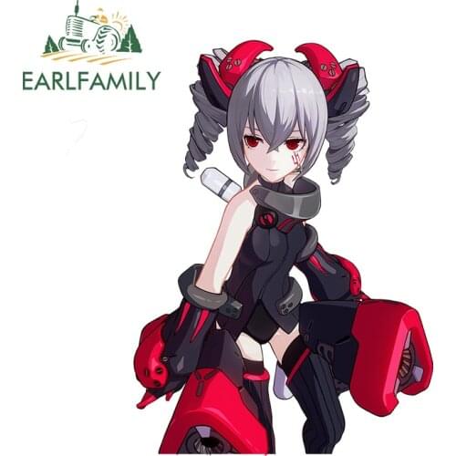EARLFAMILY 13cm x 9.5cm for Honkai Impact 3 Cute Loli Car Sticker Vinyl Car Wrap Motorcycle Helmet Waterproof Creative Graphics