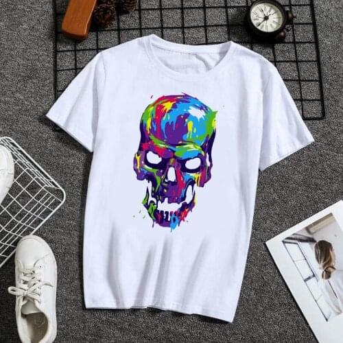 Women T Shirts Vintage Fashion Skull Graphic Print Funny Summer Short Sleeve Oversized T shirt Women Princess Short T Shirt