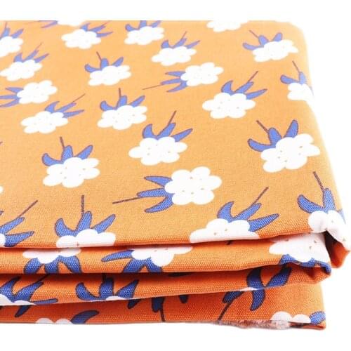 Cotton fabric Orange Candy floss Floral Print Curtain tablecloth Cotton Cloth for DIY Quilting & Sewing Placemat,Bags Material