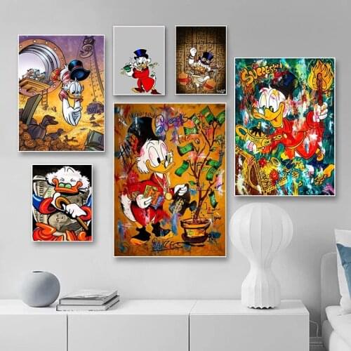 Disney Cartoon Canvas Paintings Donald Duck Graffiti Anime Posters and Prints Wall Art Picture for Living Room Home Decoration