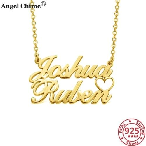 Angel Chime 925 Sterling Silver DIY Name Necklace Pendant Personalized Letter Necklace Collar Silver 925 Name Jewelry Moms Gift