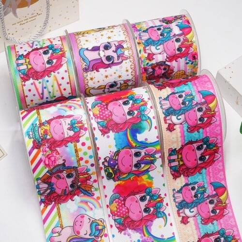 3 Inch 75 mm Cartoon Printed Grosgrain Ribbons For Hair Bows Craft Suppliers 55908