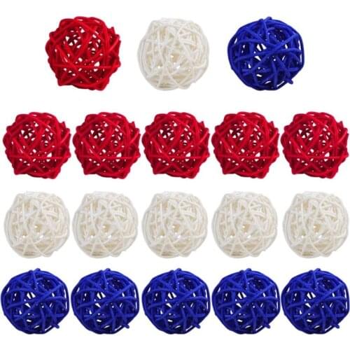 15pcs Red White and Blue Rattan Balls 4th of July Decorations for Home DIY Vase Bowl Filler Ornament Wedding Table Decoration