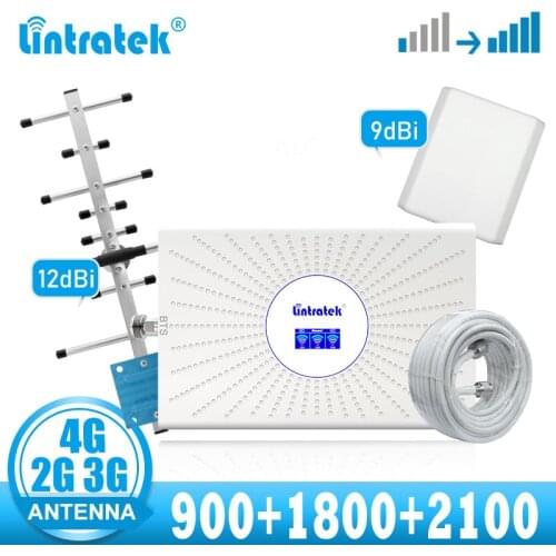 Lintratek NEW 2g 3g 4g cellular amplifier GSM 900 LTE 1800 WCDMA 2100 Signal booster ALC 70dB Mobile Cell phone repeater Booster