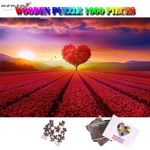 MOMEMO Love Tree Puzzle 1000 Pieces Beautiful Landscape Jigsaw Puzzle Wooden Puzzle Toys for Adults Lover Gifts Home Decor